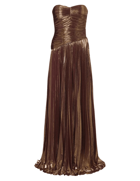 Retrofête Saba Strapless Gown in Golden Port