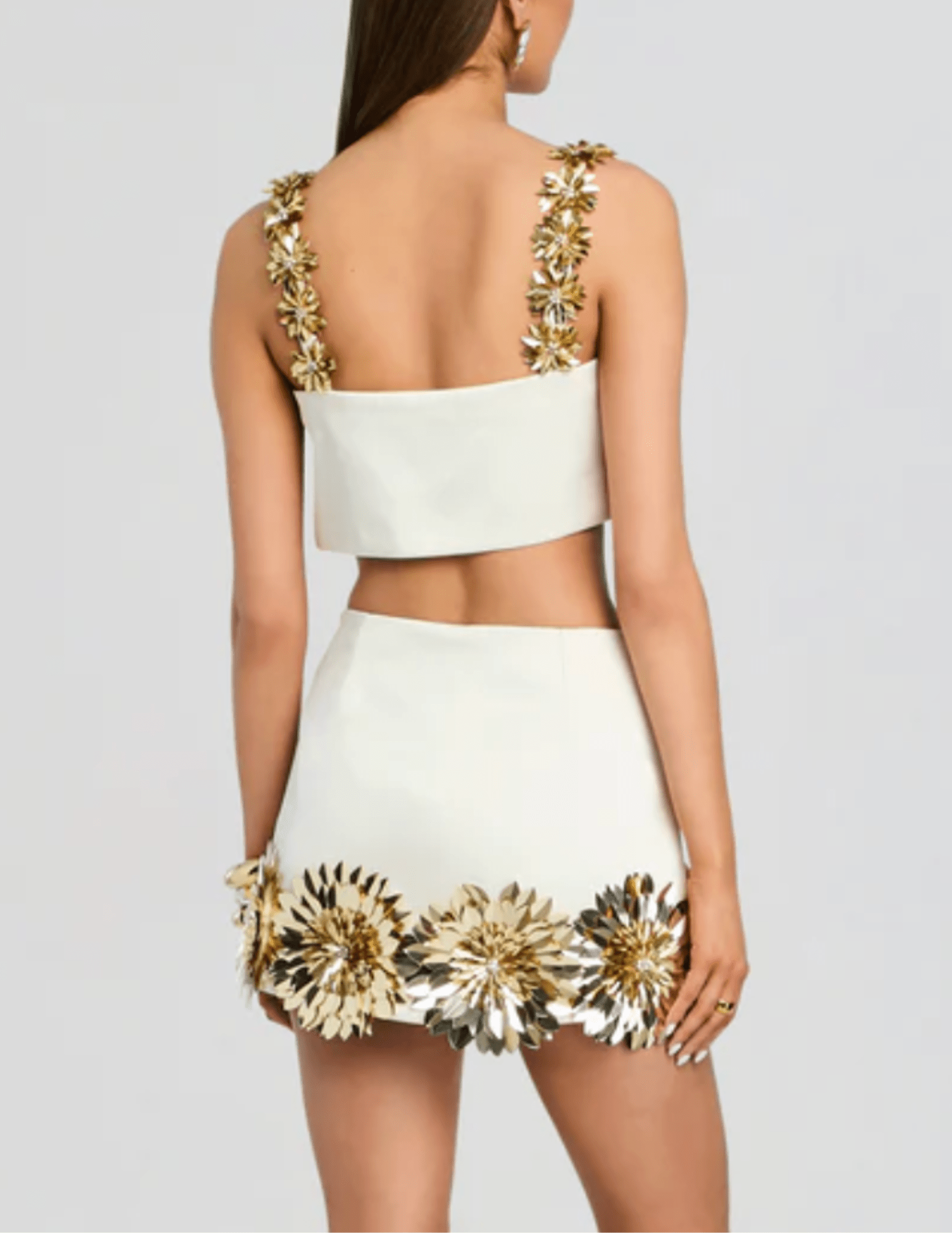 Back view of Retrofête Sinead bandeau top with structured satin fit