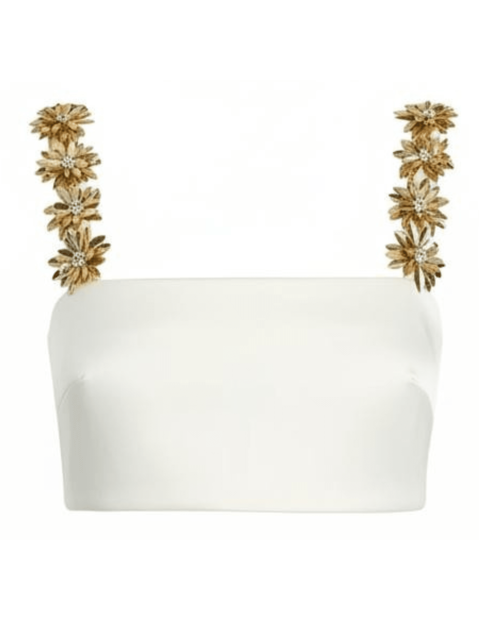 Retrofête Sinead embellished bandeau top in cream with gold floral detailing