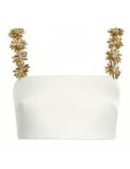 Retrofête Sinead embellished bandeau top in cream with gold floral detailing