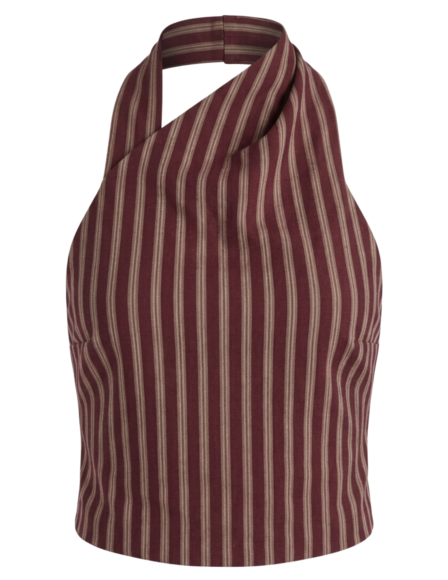 Retrofête Velora Halter Top in Cigar Pinstripe