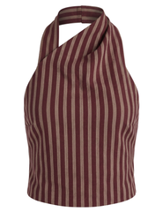 Retrofête Velora Halter Top in Cigar Pinstripe