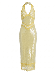 Retrofête Vicky sequin halter dress in yellow yuzu 