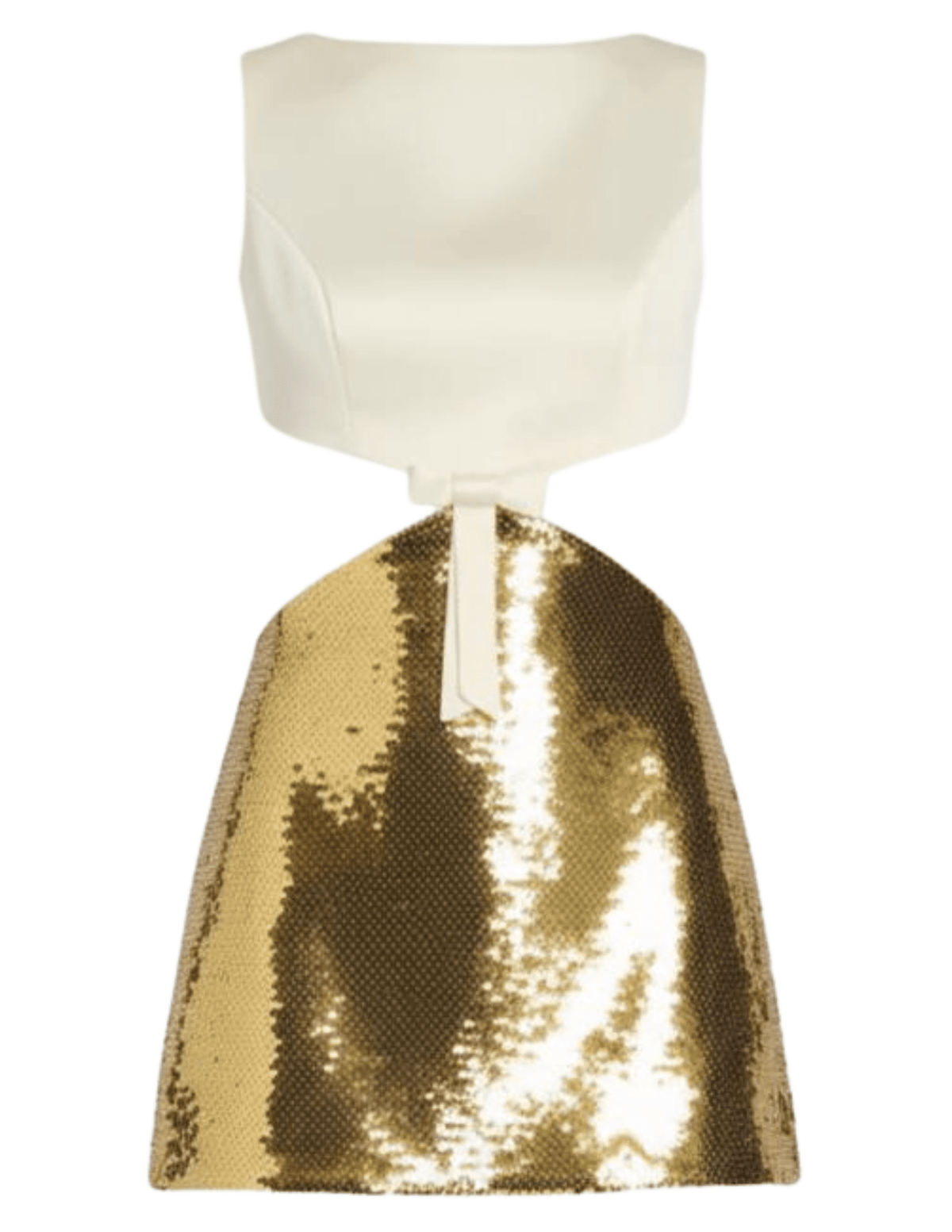Retrofête Zevy sequin mini dress in cream and ochre with high-neck bodice