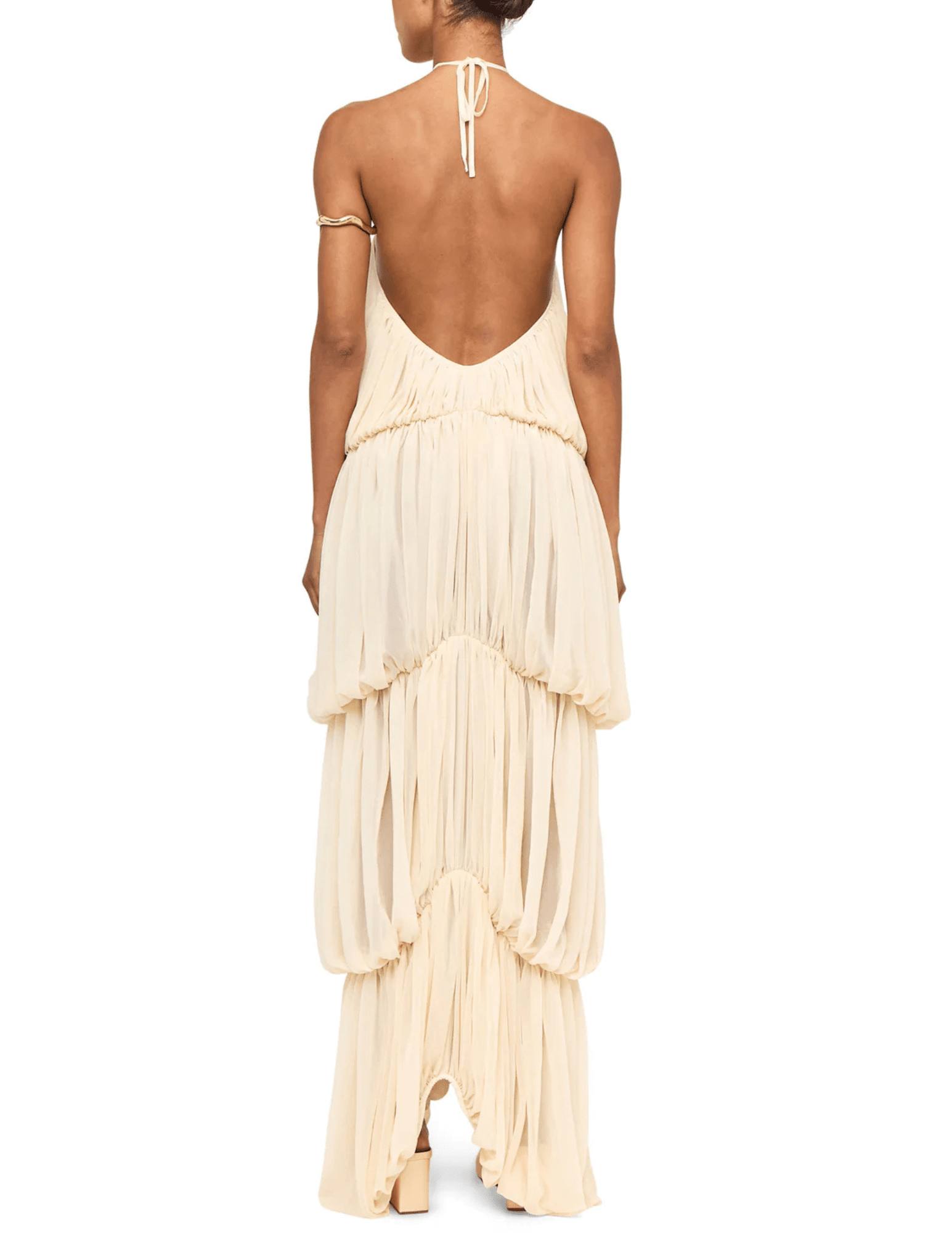Ronny Kobo Bia draped halter maxi dress in ivory back