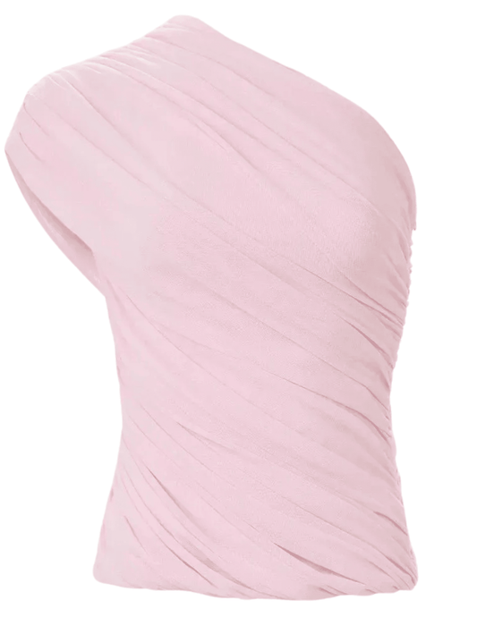 Ronny Kobo Camina one shoulder top in icy pink