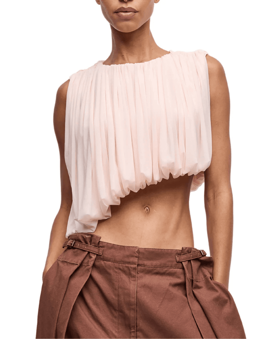 Ronny Kobo Chelly Draped Top in Ballet Pink front view