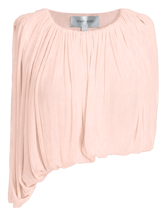 Ronny Kobo Chelly Draped Top in Ballet Pink front view