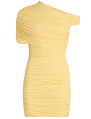 Ronny Kobo Cicilia ruched mini dress in banana yellow