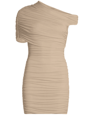 Ronny Kobo Cicilia ruched mini dress in nougat