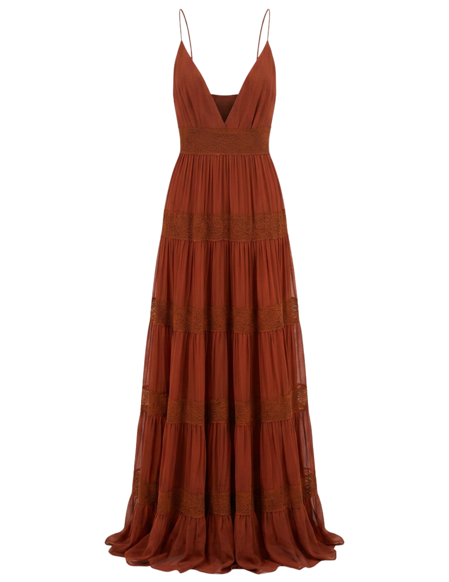 Ronny Kobo Rune V-Neck Maxi Dress in Russet