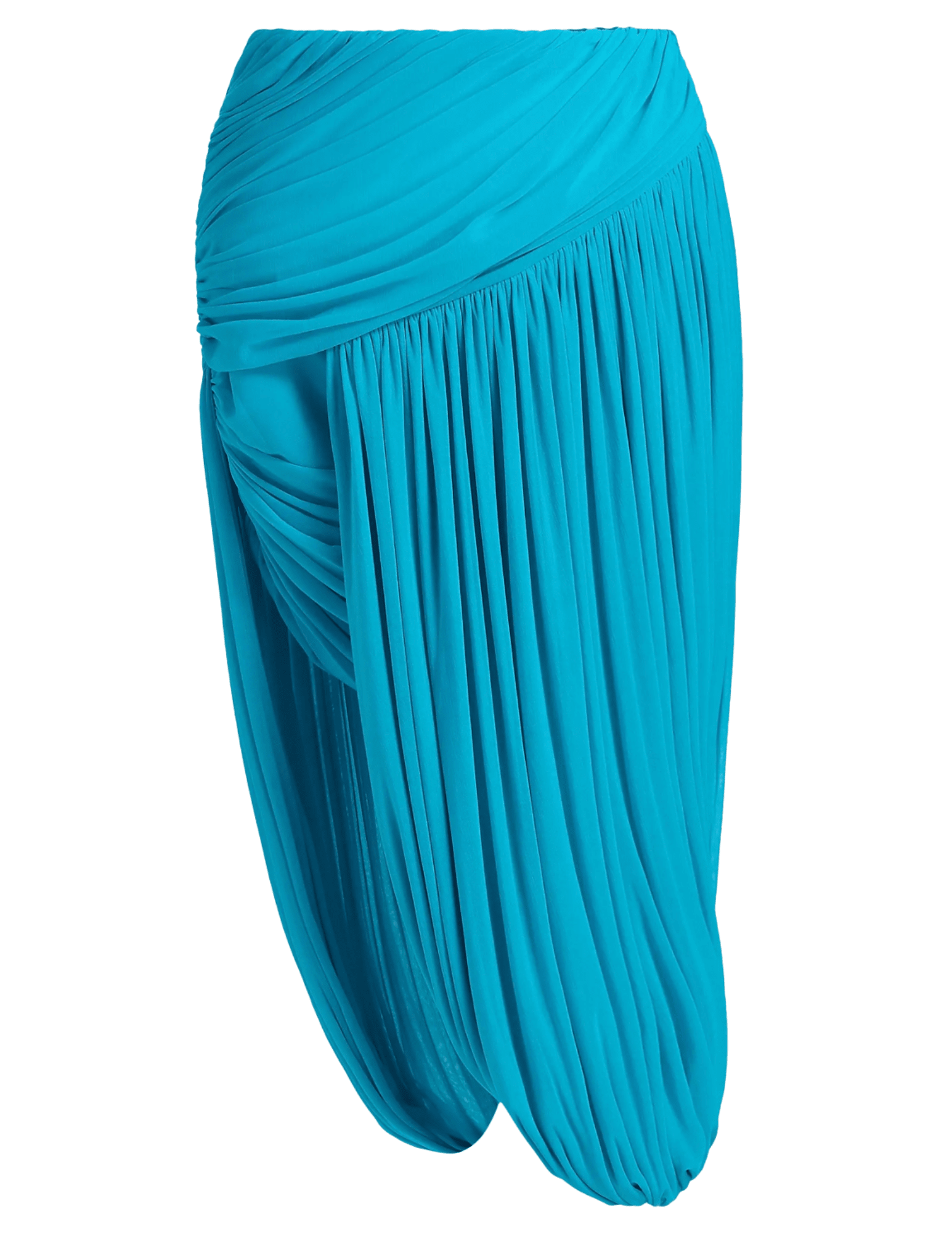 Ronny Kobo Wes Draped Skirt in turquoise with asymmetrical draping