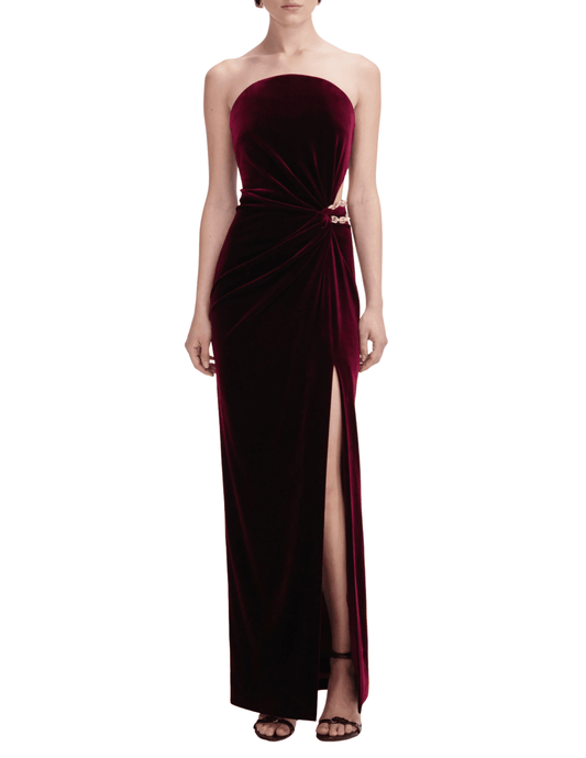 Self-Portrait - PRE-ORDER-Self-Portrait Velvet Bandeau Maxi Dress - Buy Online