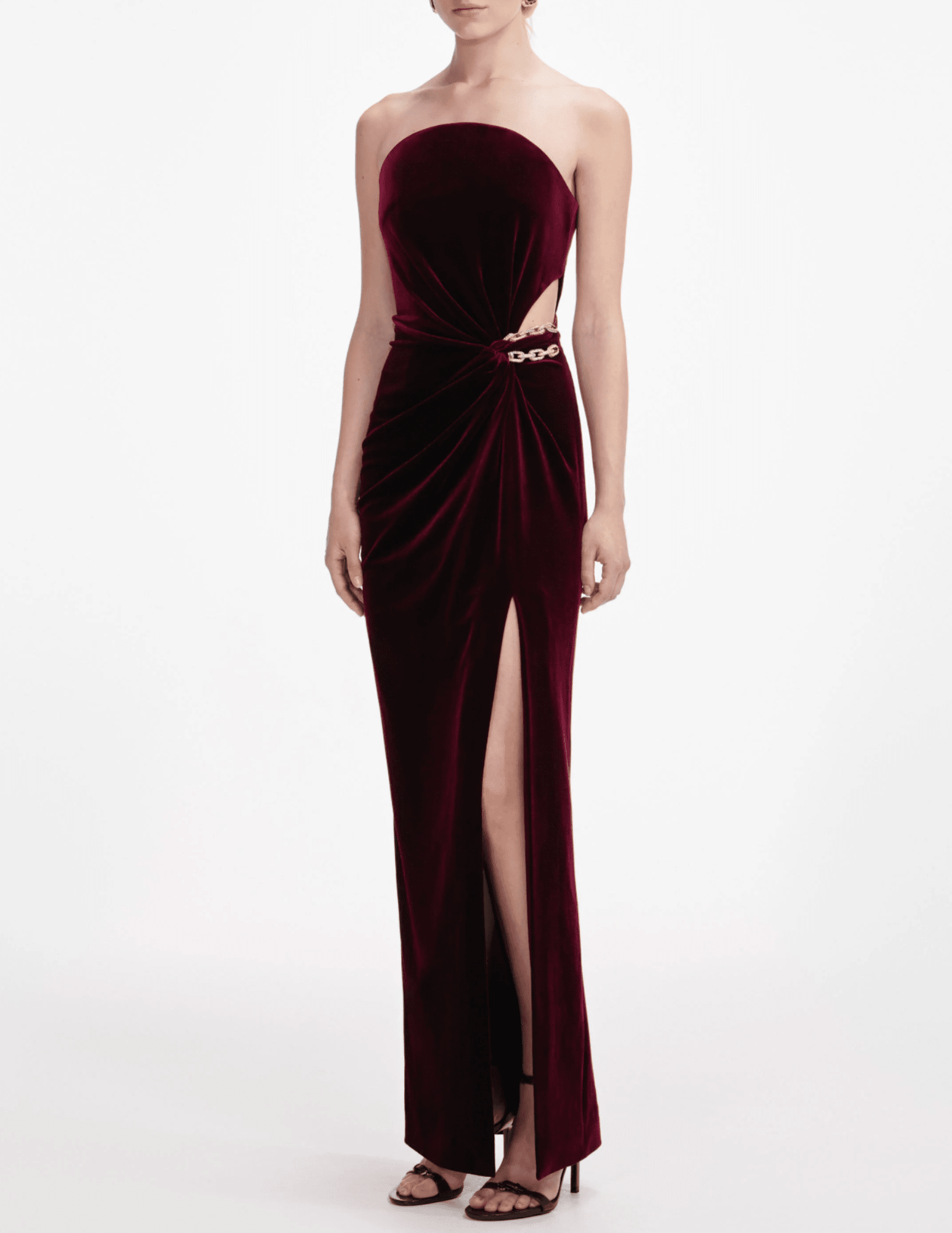 self portrait burgundy velvet dress self-portrait - Burgundy Velvet Embellished Mini Dress