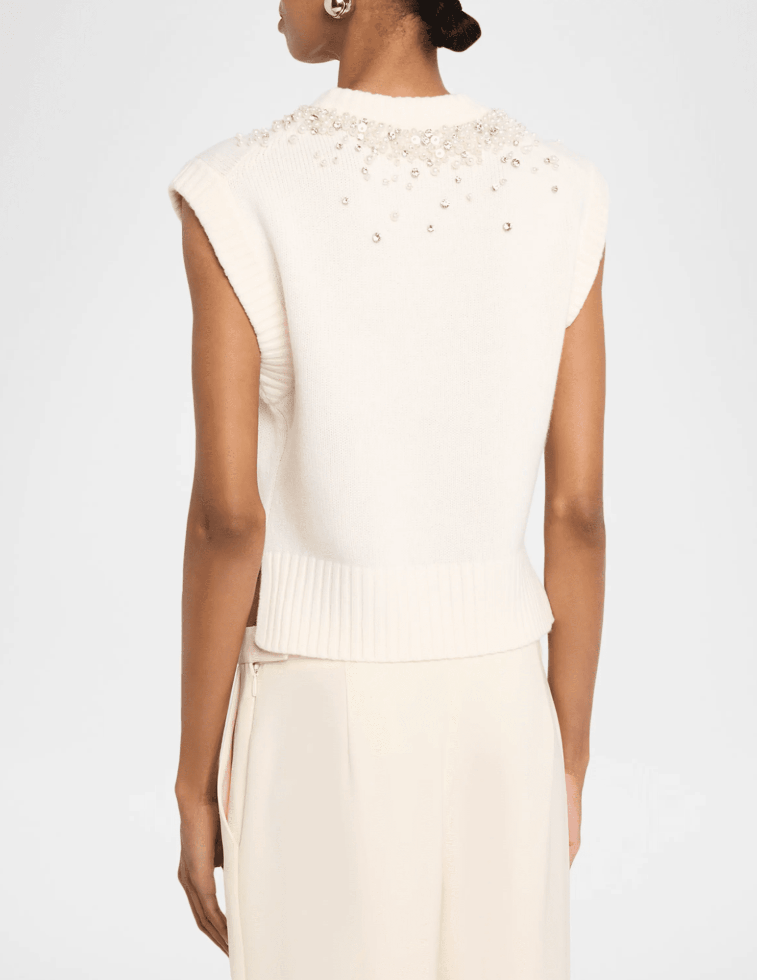 Back view of SIMKHAI Candra Ivory Knit Sweater Vest