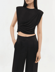Front view of Simkhai Estelle Stretch Jersey Crop Top in Black