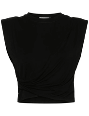 Front view of Simkhai Estelle Stretch Jersey Crop Top in Black