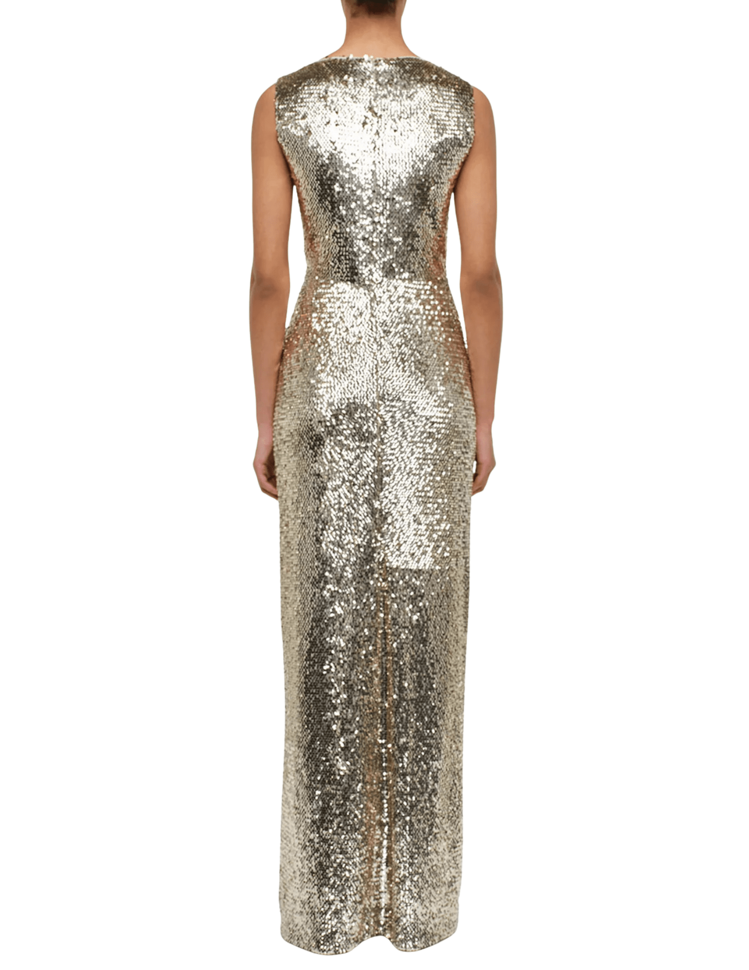 Back view of SIMKHAI Felicity floor-length sequin dress
