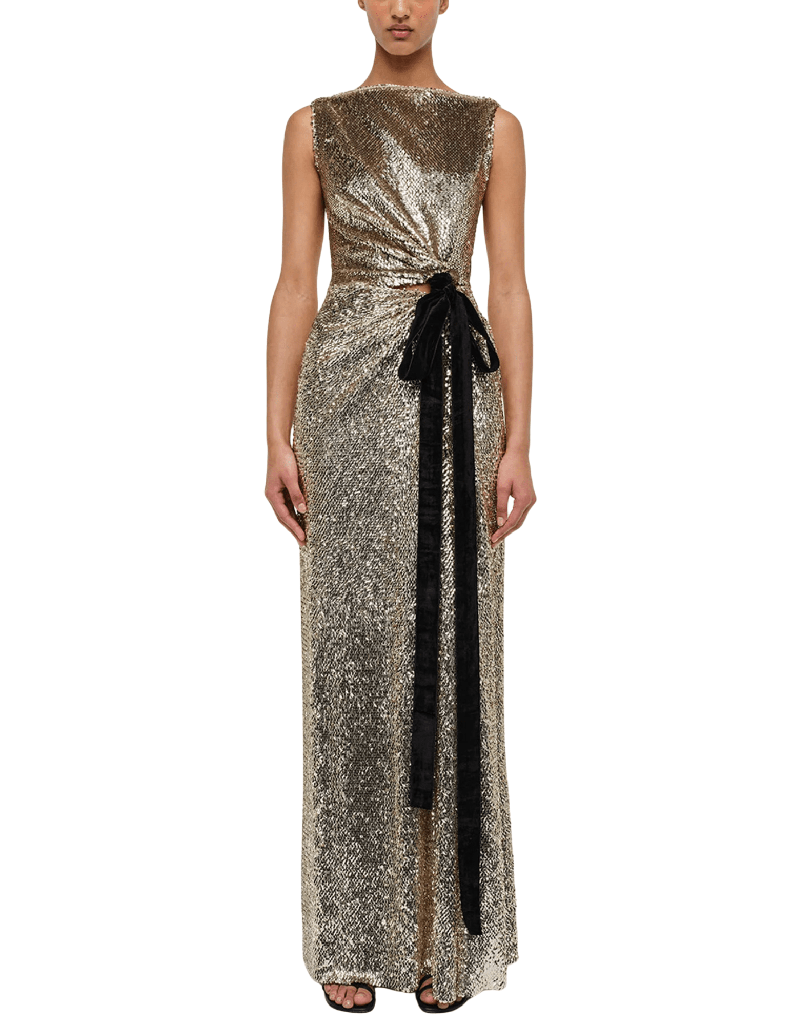 Front view of SIMKHAI Felicity floor-length sequin dress