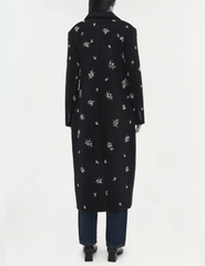 Simkhai Gianni Embellished Wool Coat in black with oversized fit and rhinestone details back view