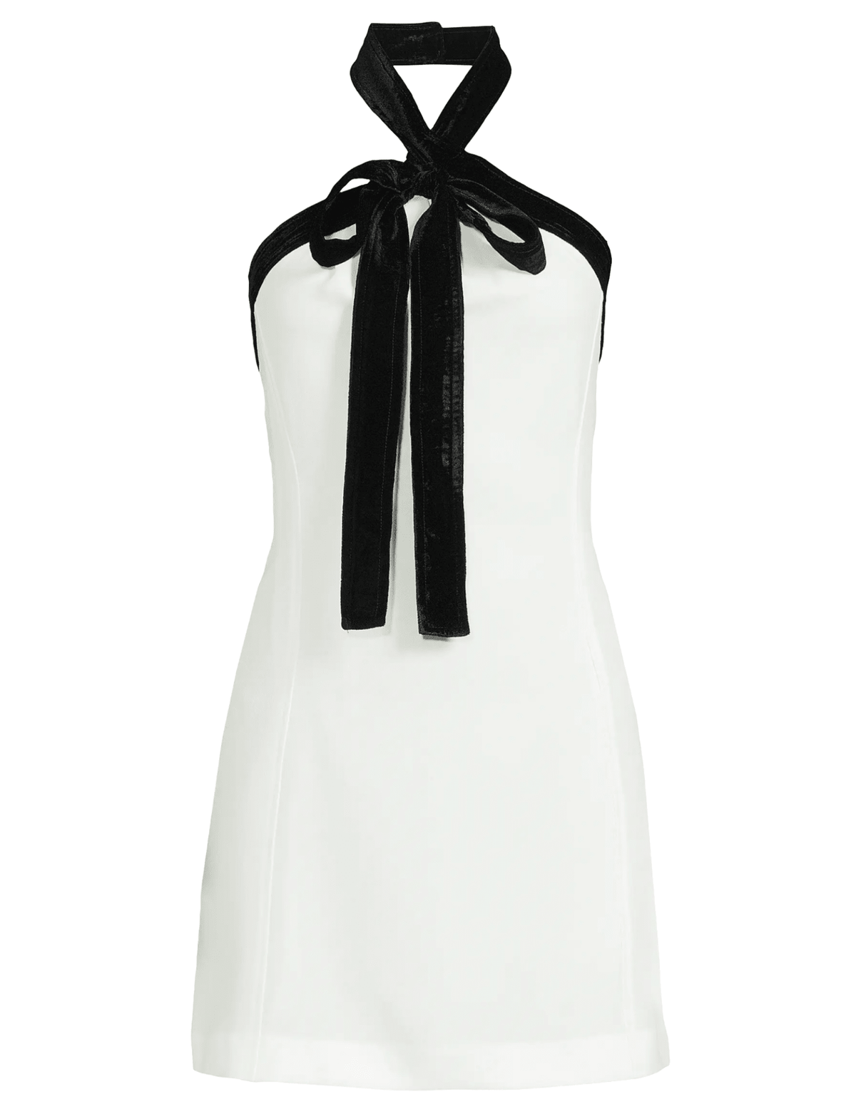 SIMKHAI Jolie Velvet Tie Mini Dress in Ivory front view