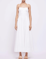 "Simkhai Kittiya Bustier Sleeveless Midi Dress in White front view 