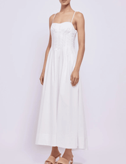 "Simkhai Kittiya Bustier Sleeveless Midi Dress in White side view