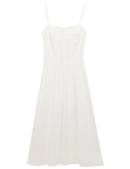 "Simkhai Kittiya Bustier Sleeveless Midi Dress in White