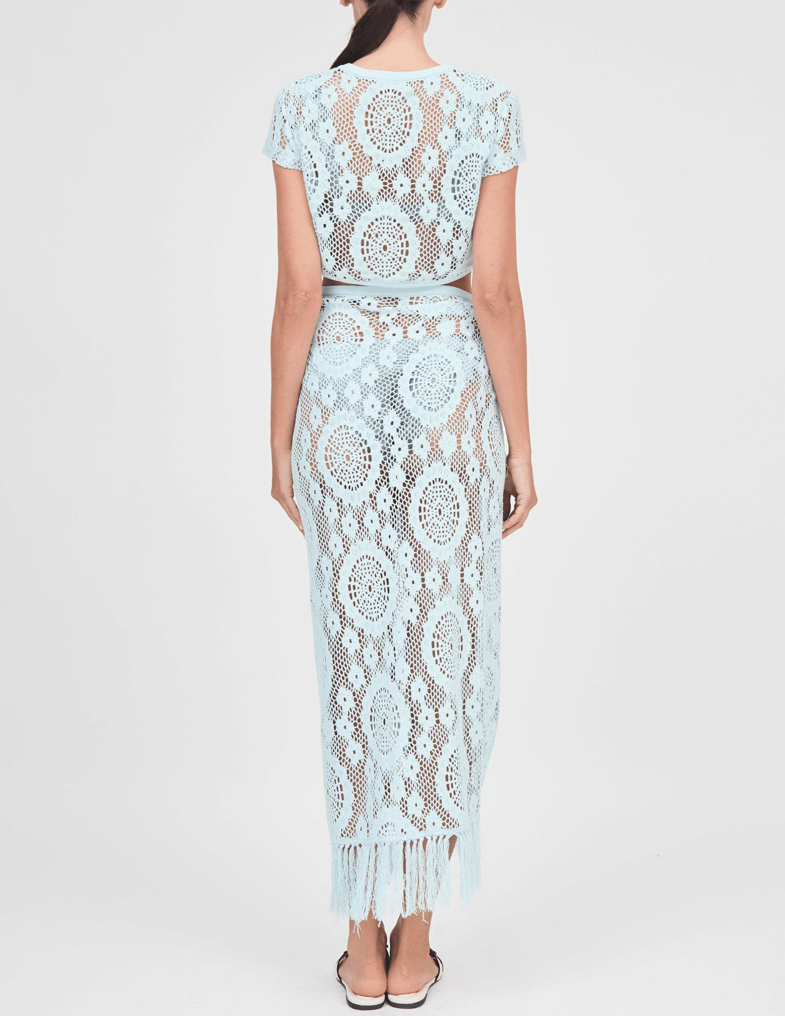 Back view of Simkhai Lidie Crochet Top in Sk