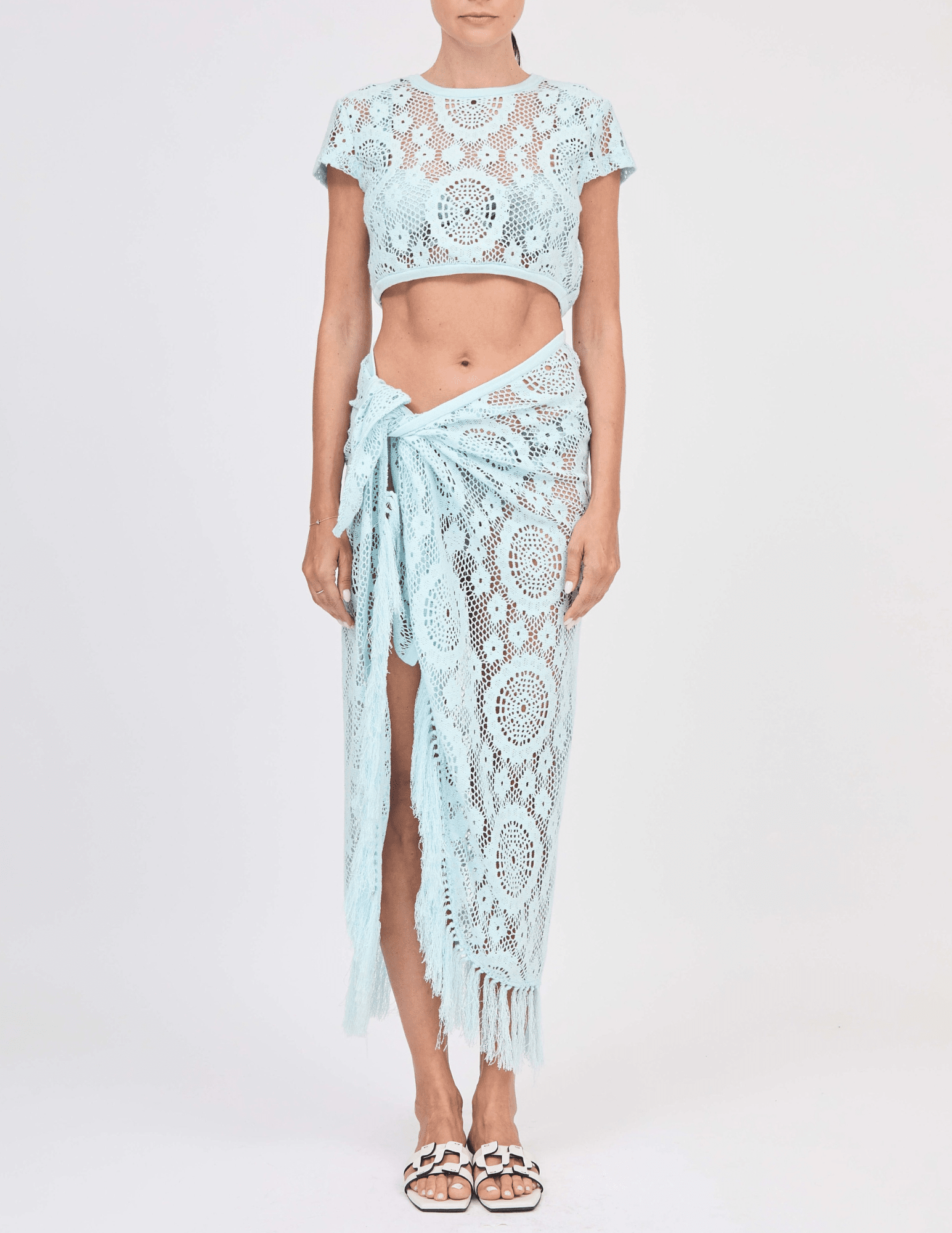 Front view of Simkhai Lidie Crochet Top in Sk