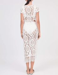 Back view of Simkhai Lidie Crochet Top in Sky