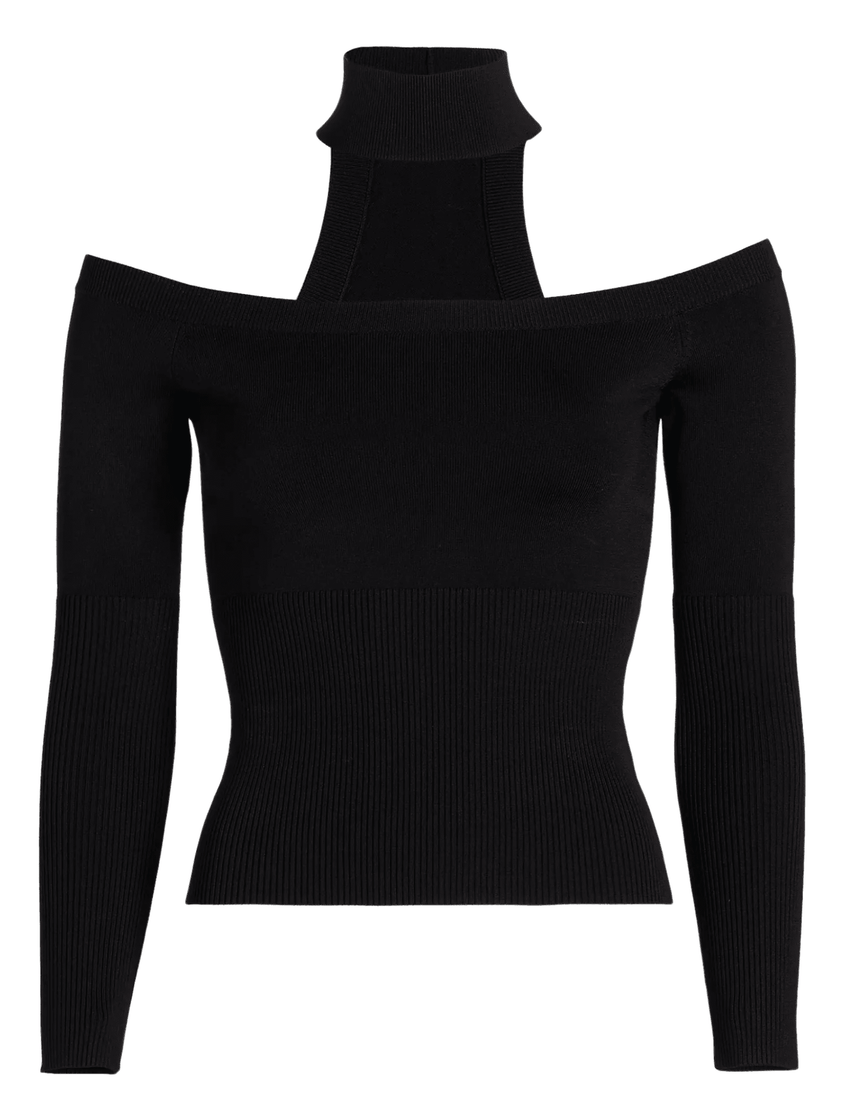 SIMKHAI Lila Cold Shoulder Top in Black front view