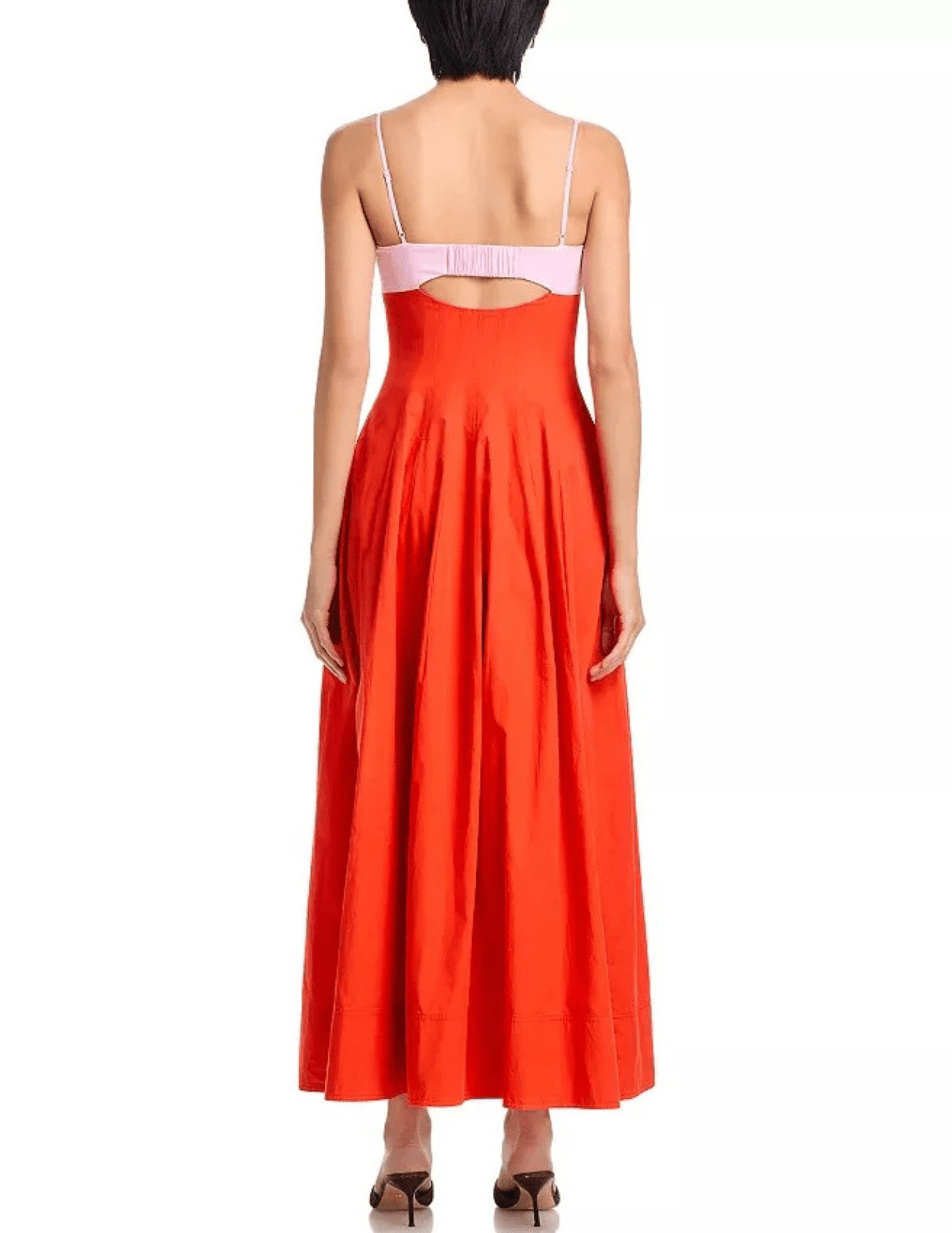 Back view of Simkhai Maddy Cotton Midi Dress in Lobster Multi