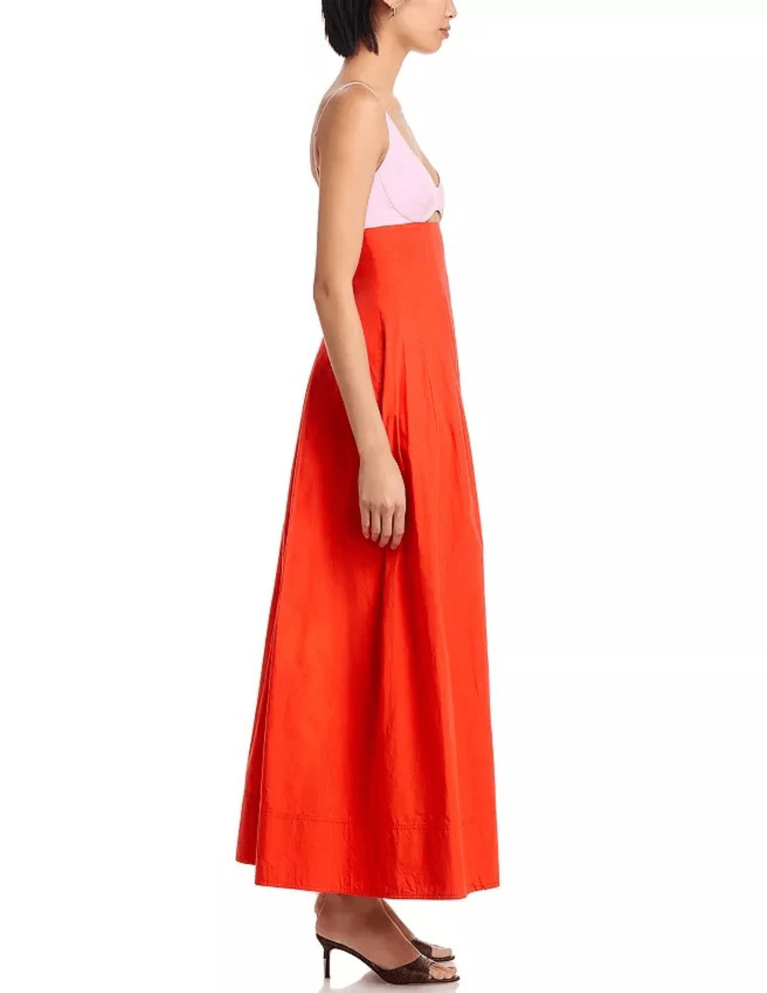 Side view of Simkhai Maddy Cotton Midi Dress in Lobster Multi