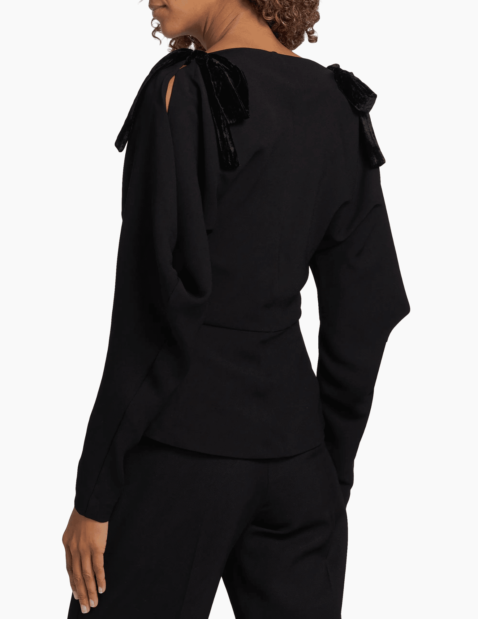 Back view of SIMKHAI Marlee Black Blouse with concealed zipper
