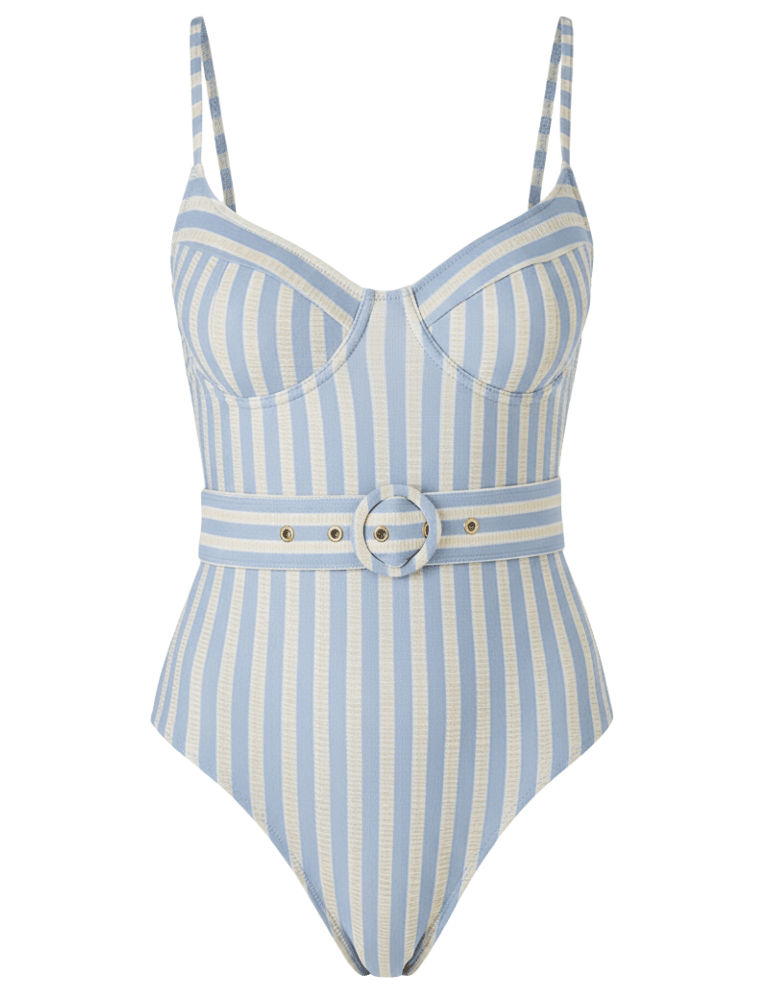 Simkhai Noa Bustier One Piece Swimsuit in Hydrangea Blue Stripe