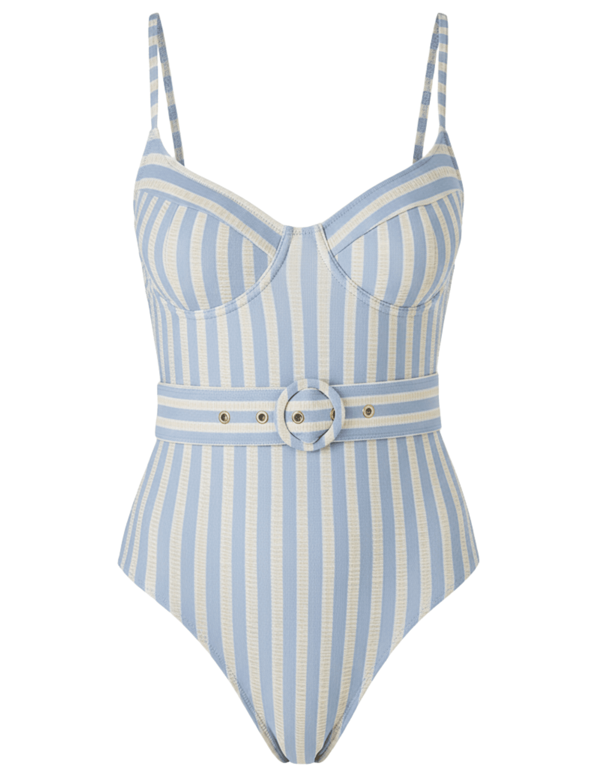 Simkhai Noa Bustier One Piece Swimsuit in Hydrangea Blue Stripe