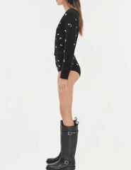 simkSimkhai Nova Embellished Cardigan in black with crystal details