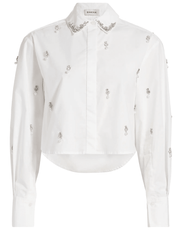 SIMKHAI Renata Embellished Cropped Shirt in White