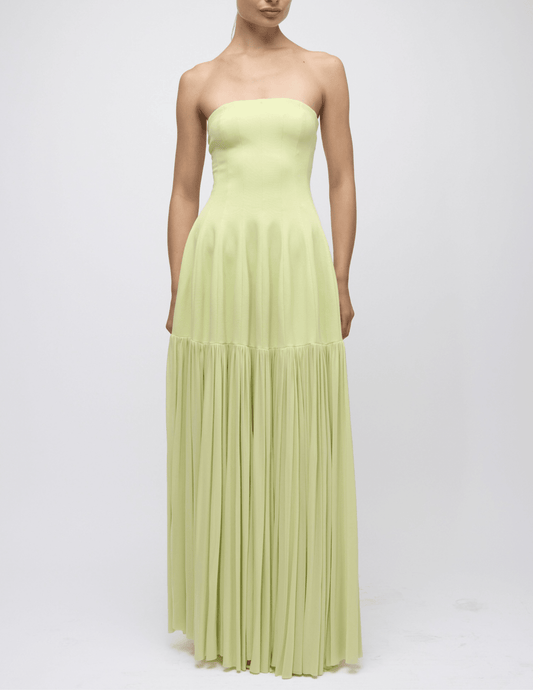 Front view of Simkhai Sandrine strapless maxi dress in celadon