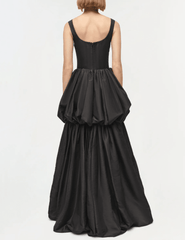 Back view of Simkhai Tabitha Double Bubble Gown in black