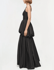 Side view of Simkhai Tabitha Double Bubble Gown in black