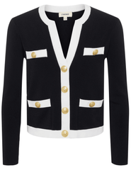 L'Agence Estafania Contrast Trim Cardigan