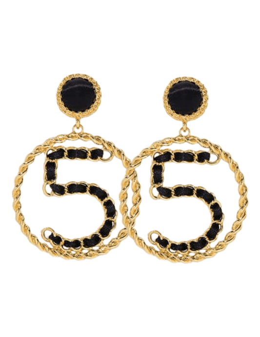 Fleur de Camélia Number 5 Black Post Leather Earring