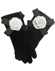 Fleur de Camélia Leather Camellia Bow Gloves