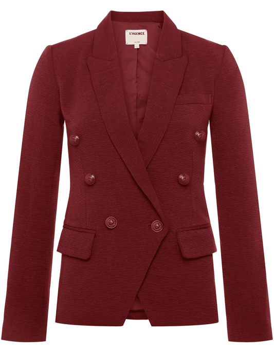 L'Agence Kenzie Textured Double-Breasted Blazer