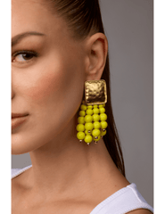 Steven Dann Hammered Metal Beaded Tassel Earrings