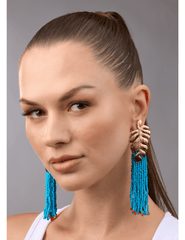 Steven Dann Palm Leaf Beaded Statement Earring