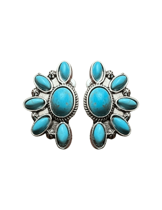 Austin Blaze Turquoise Cluster Half Moon Earring