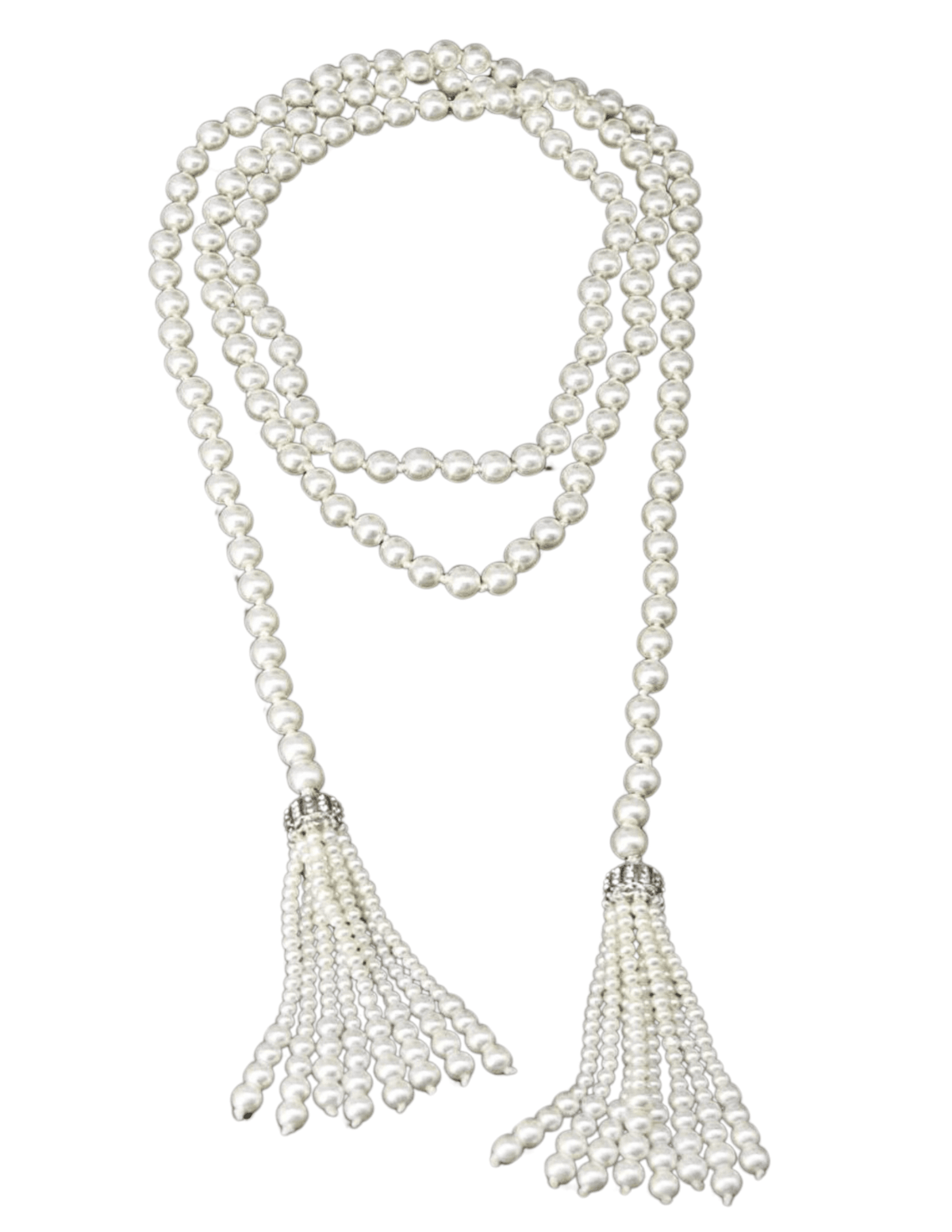 Fleur de Camélia Embellished Pearl Tassel Necklace